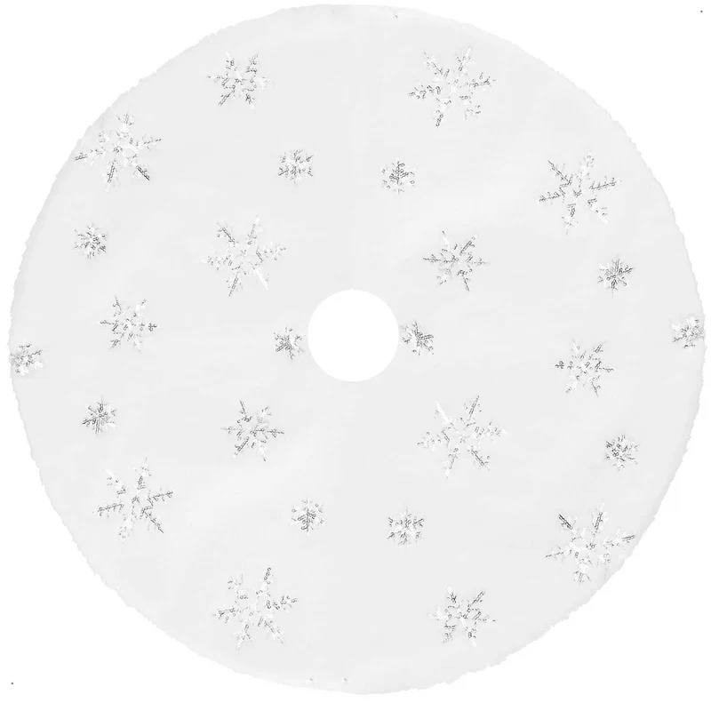 Christmas Tree Mat Springos CA1051, White/Silver, 90 cm, Polyester