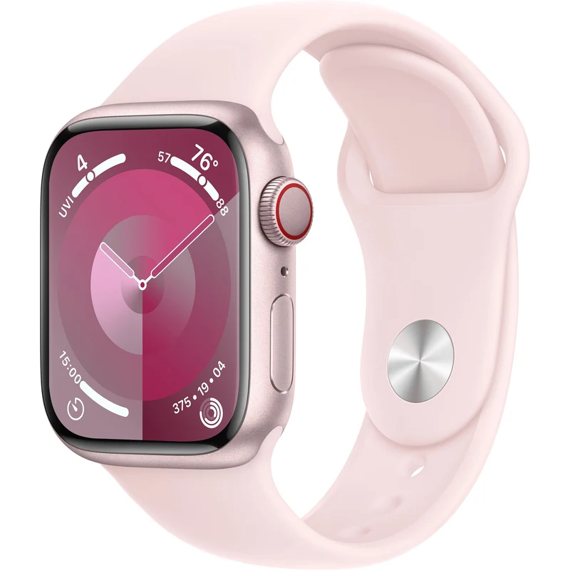 Apple Watch Series 9 (GPS + Cellular) 41 mm Pink Aluminum Case with Pink Sport Band, S/M