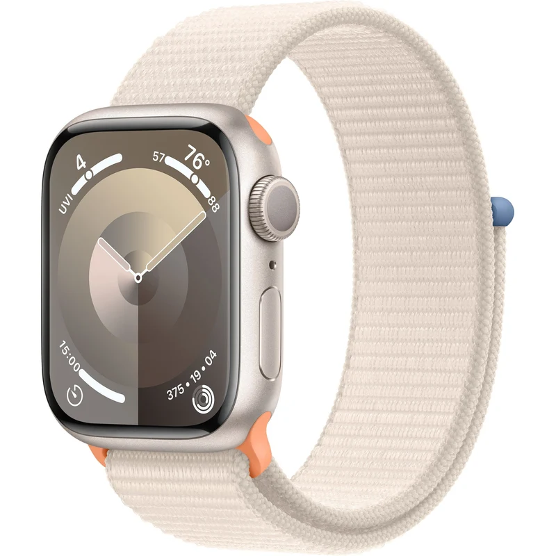 Apple Watch Series 9 (GPS) 41mm Star White Aluminum Case and Star White Sport Loop (MR8V3)
