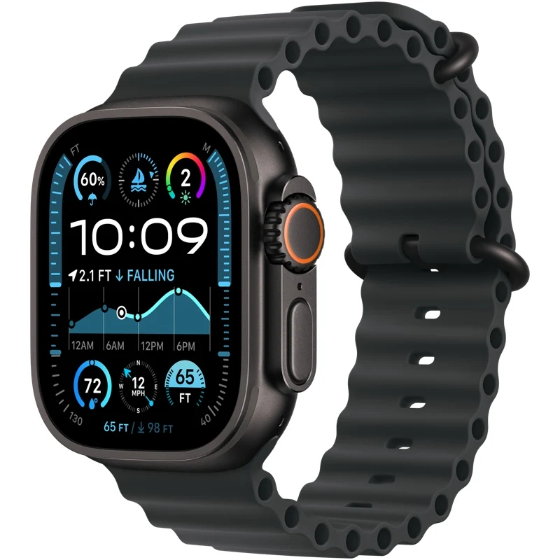 Apple Watch Ultra 2 (GPS + Cellular) 49mm Black Titanium Case and Black Ocean Band (MX4P3)