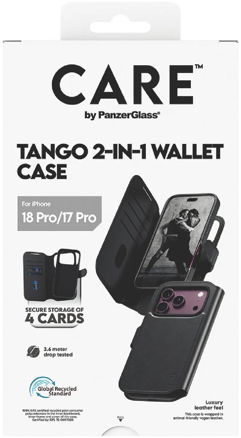Panzer Glass CARE by PanzerGlass Tango 2-in-1 Wallet Case w MagSafe iPhone 18 Pro/17 Pro Black