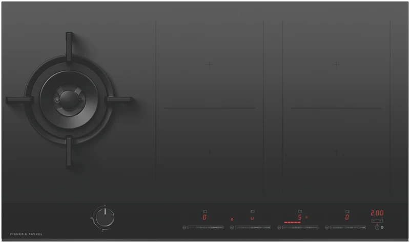 Fisher & Paykel 90cm Series 9 1 Burner + 4 Zone Hybrid Cooktop, 2 SmartZones, Natural Gas