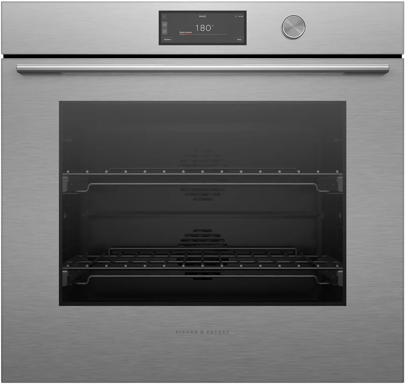 Fisher & Paykel Series 9 Contemporary 76cm Pyrolytic Oven, Brushed Silver Glass