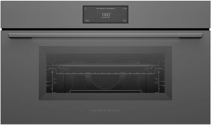 Fisher & Paykel Series 9 Minimal Compact 76cm Combination Steam Oven, Grey Glass