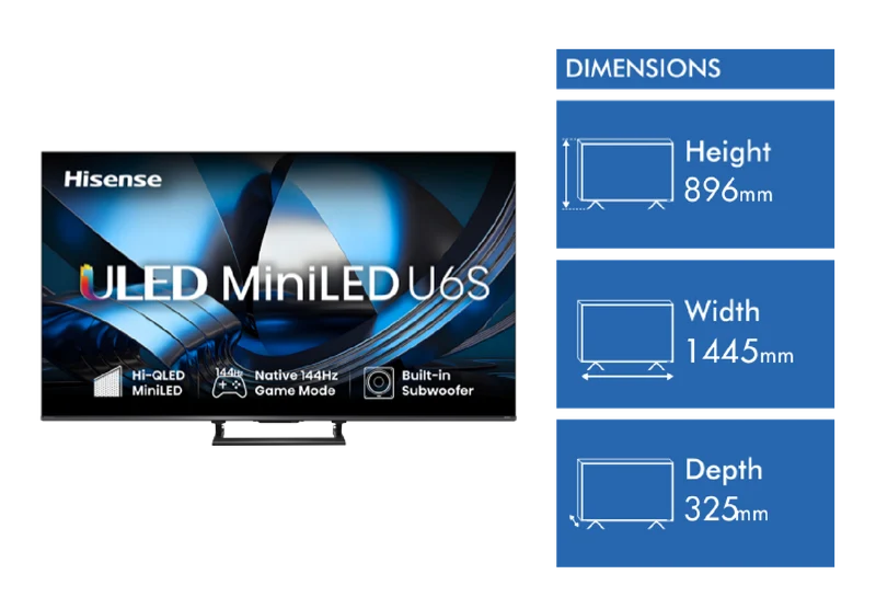 Hisense 65" U6SAU 4K ULED MiniLED Hi-QLED 144Hz Smart AI TV 2026