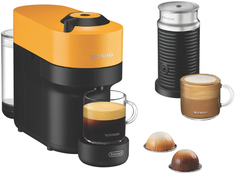 Nespresso Vertuo Pop Capsule Coffee Machine Bundle Yellow