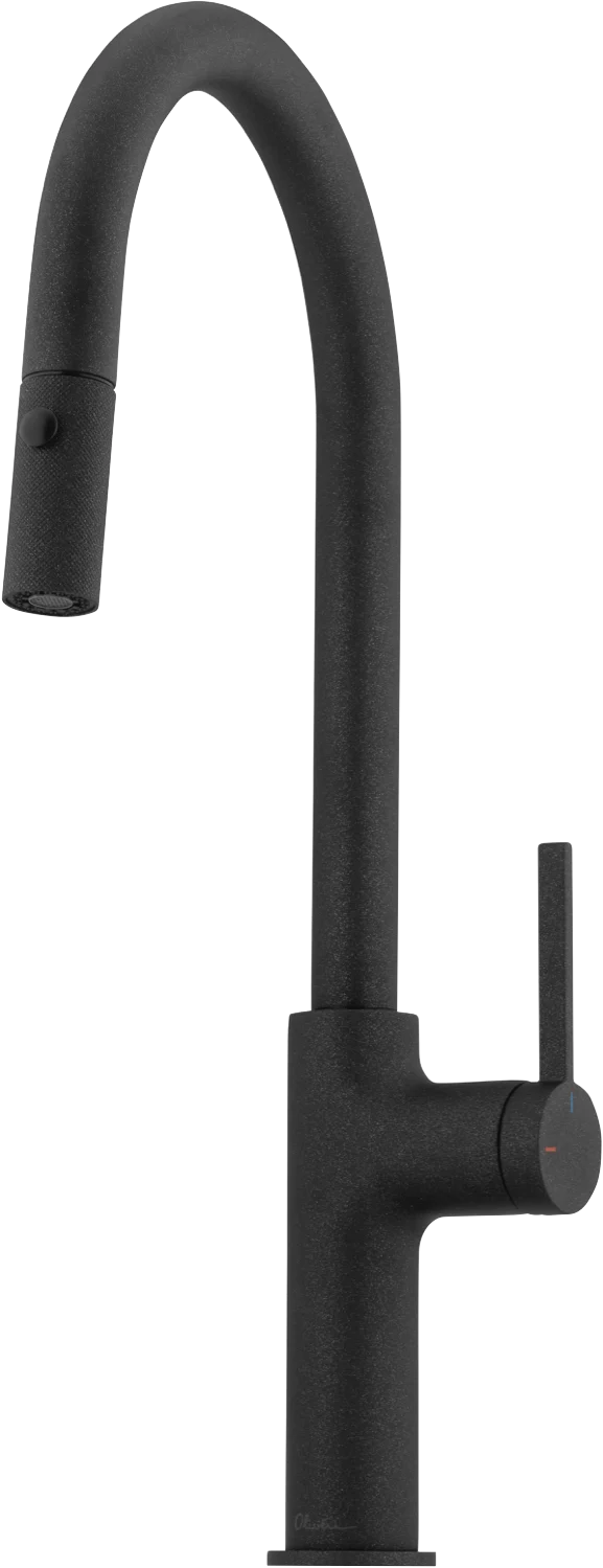 Oliveri Vilo Goose Neck Pull Out Spray Mixer, Black Granite
