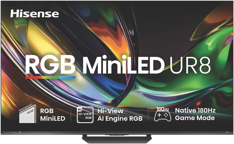 Hisense 65'' UR8SAU 4K RGB MiniLED 180Hz Smart AI TV 2026