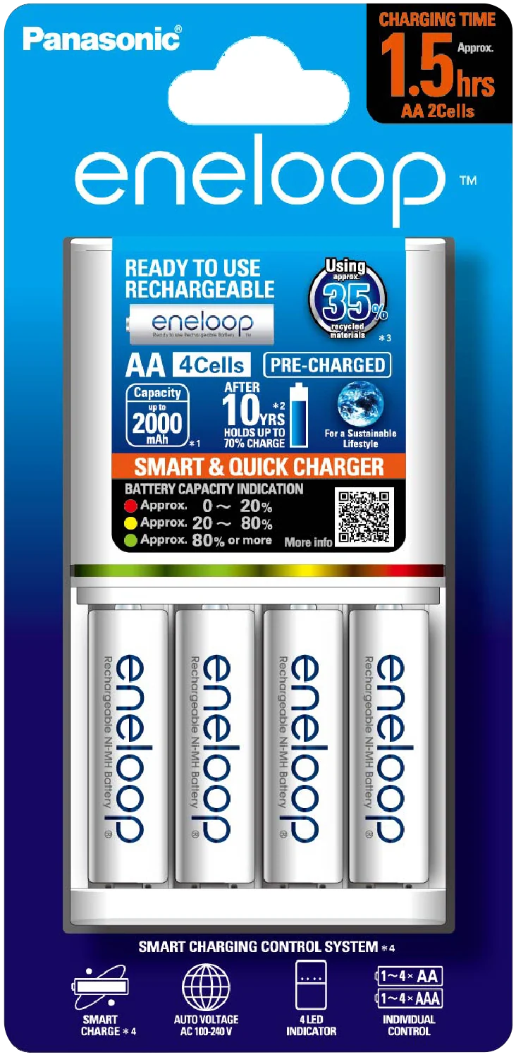 Eneloop AA/AAA Quick Charger with 4x AA