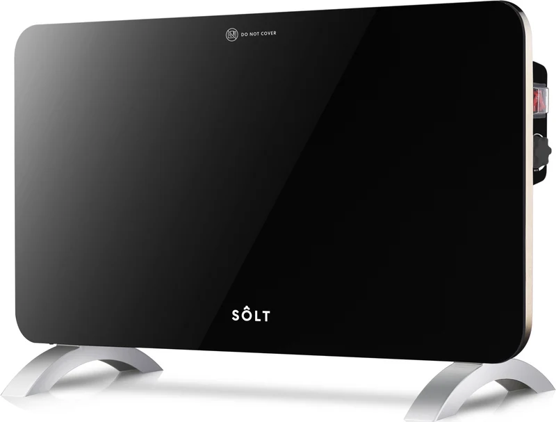 Solt 1000W Electrical Panel Heater Tempered Glass - Black