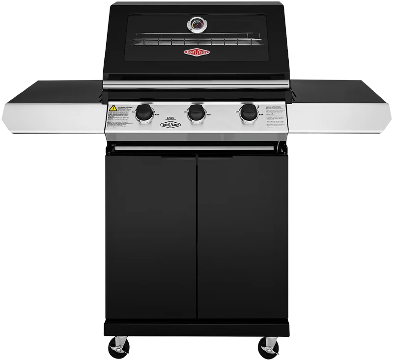 BeefEater 1200 Series 3 Burner BBQ & Trolley - Black Enamel