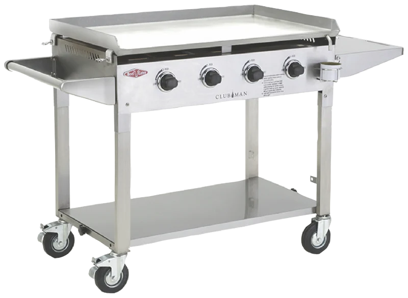 BeefEater Clubman Stainless Steel 4 Burner BBQ & Trolley with Stainless Hotplate