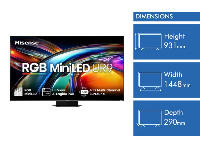 Hisense 65" UR9SAU RGB 4K MiniLED 170Hz TV 2026