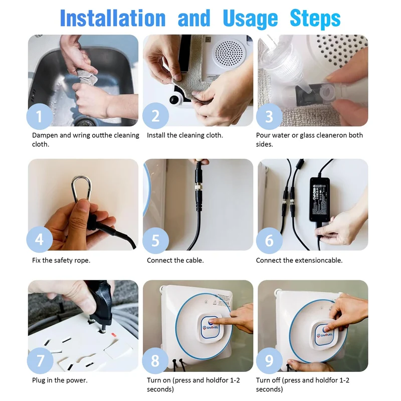 BINMIT Window Cleaning Robot 8000Pa Suction Ultrasonic Spray Auto Glass Cleaner Robotic Washer