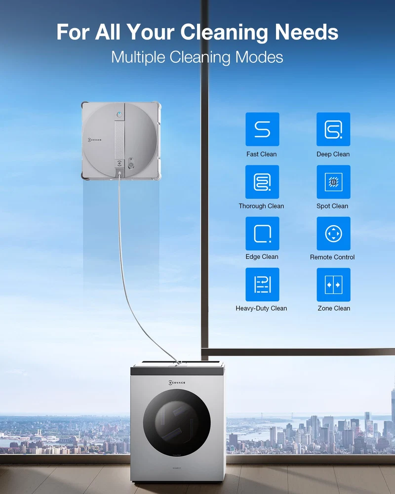 ECOVACS WINBOT W3 Omni Window Cleaning Robot with Self-Cleaning Station & Vortex Wash Technology