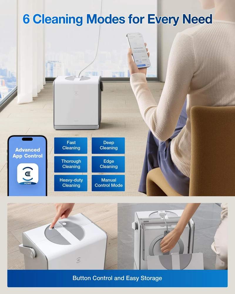 ECOVACS WINBOT W2 Pro Omni Window Cleaning Robot - Smart Spray, Dual Power, 6-in-1 Station, 110 Min Battery