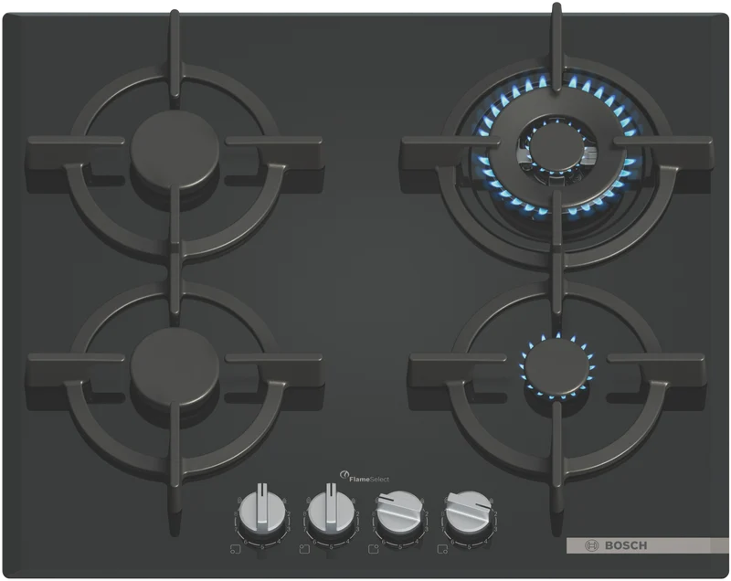 Bosch Series 6, 60cm Gas Cooktop Tempered Glass, Black
