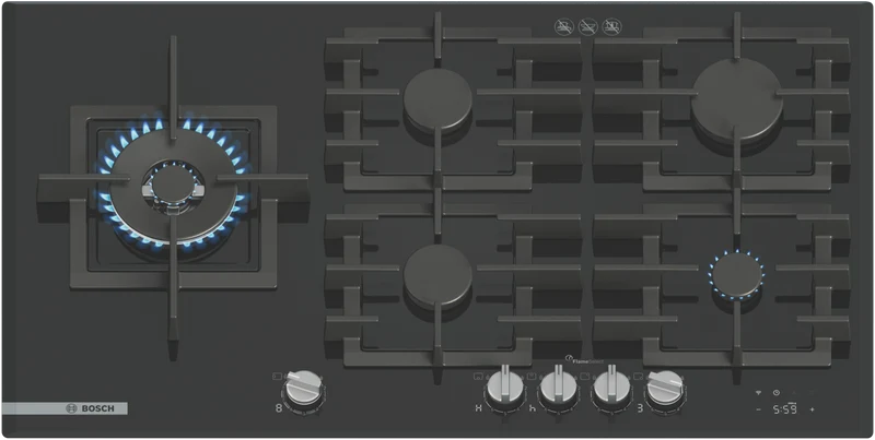 Bosch Series 8, 90cm Gas Cooktop Tempered Glass, Black