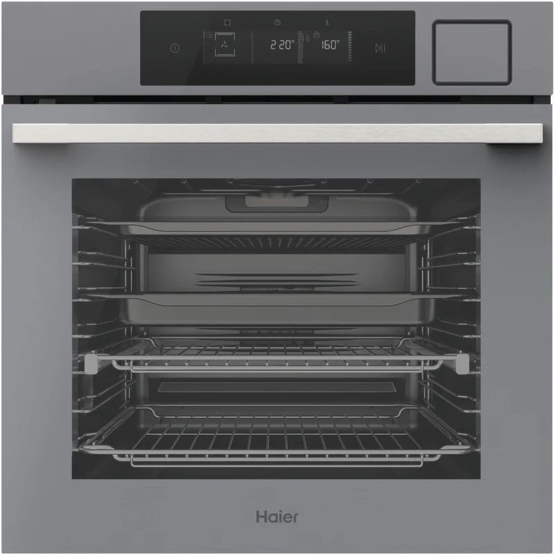 Haier 600 Series 60cm Built In Oven, Grey, 16 Function, Self Cleaning, Airfry, Steam Assist Plus