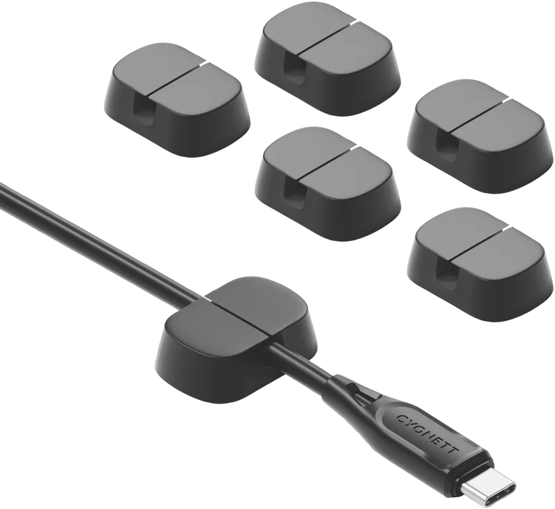 Cygnett Single Slot Cable Organisers 6 Pack (Black)