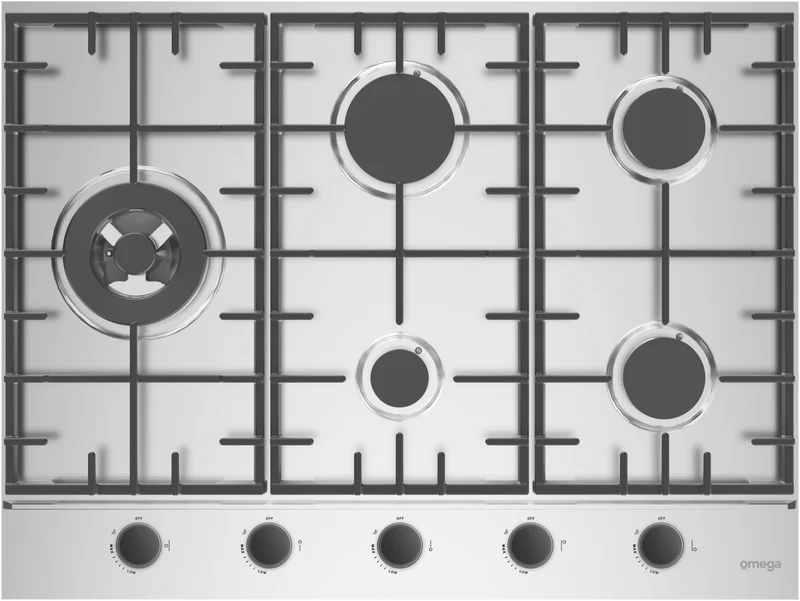 Omega 70cm Gas Cooktop, Stainless Steel