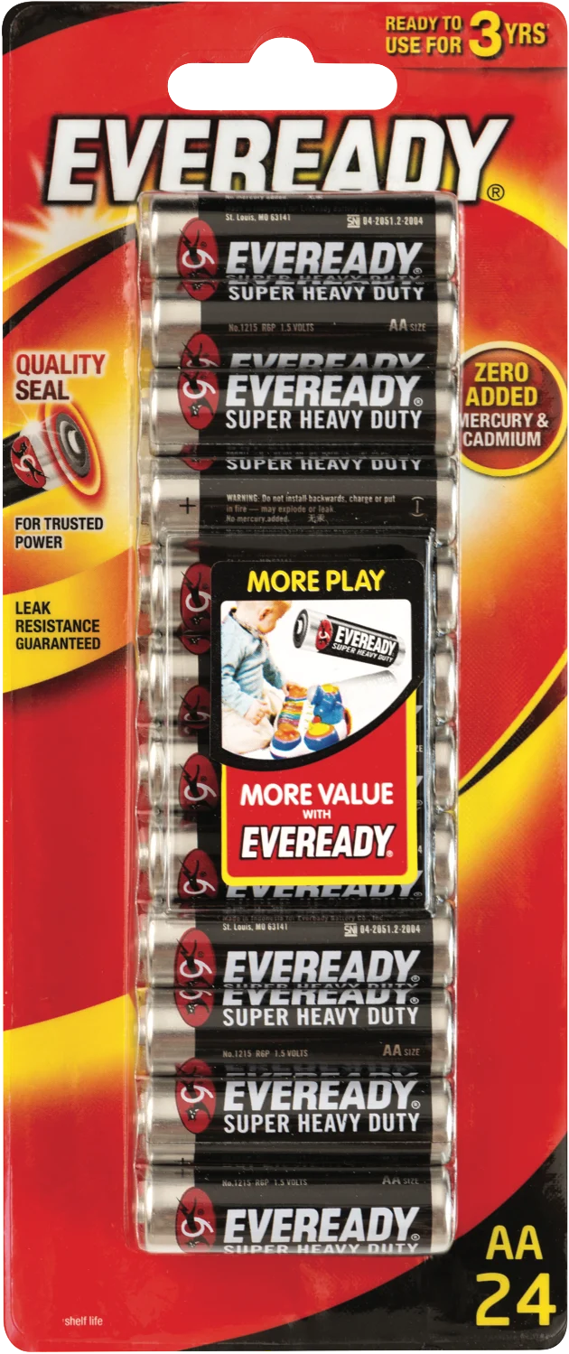 Eveready Heavy Duty AA Batteries 24 Pack