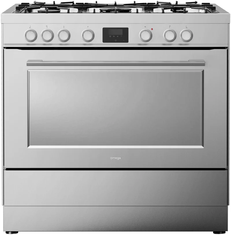 Omega 90cm Dual Fuel Freestanding Cooker, Stainless Steel