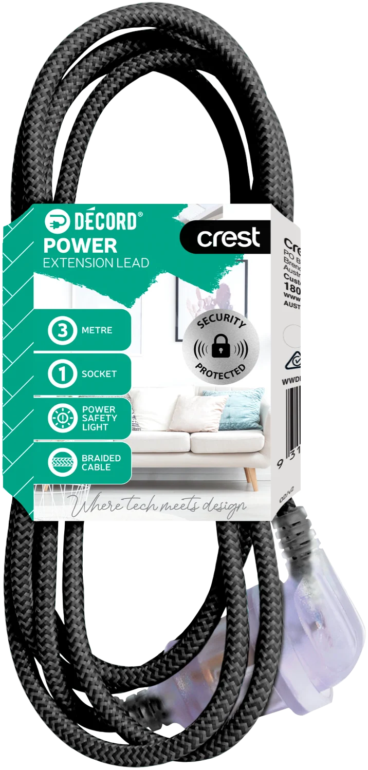 Crest Decord Braided Extension Lead 3m (Green)