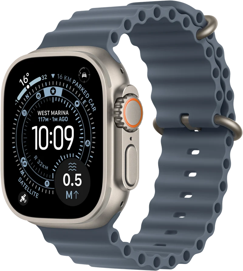 Apple Watch Ultra 3GPS + Cellular49mmNatural Titanium Case - Anchor Blue Ocean Band