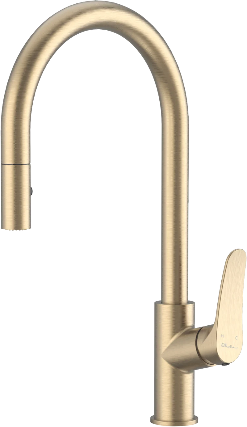 Oliveri Verona Pull Out Goose Neck Spray Mixer - Classic Gold
