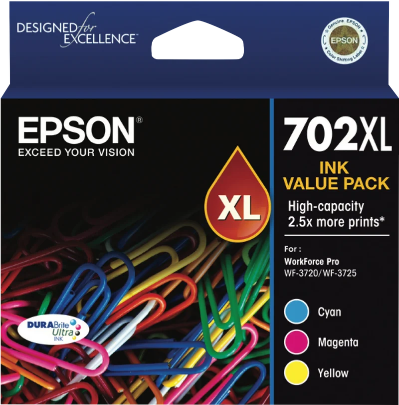 Epson 702XL 3 Colour DURABrite Ink Pack