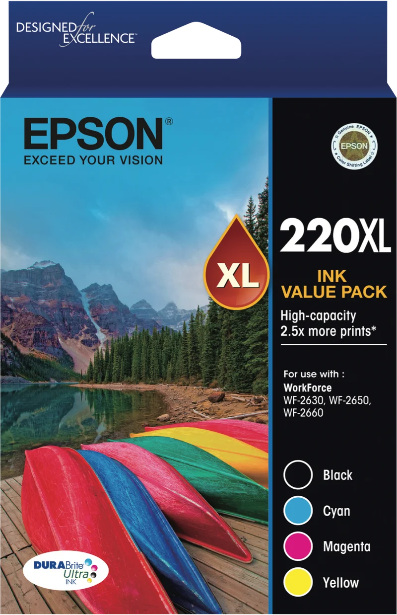 Epson 220 High Capacity DURABrite Ultra 4 ink Value Pack