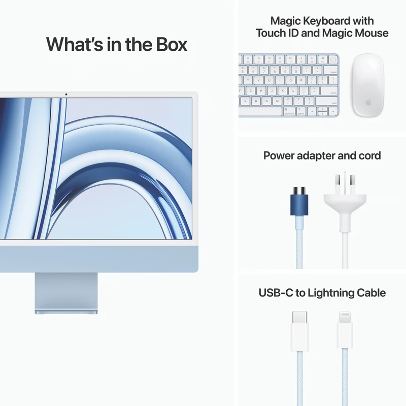 Apple iMac 24" Retina 4.5K Display with M3 chip 8-core GPU 256GB Blue