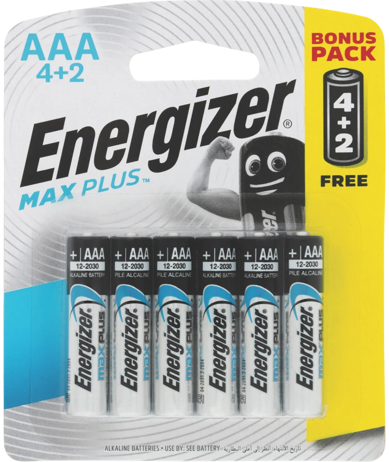 Energizer Max Plus AAA Batteries 4+2 pack