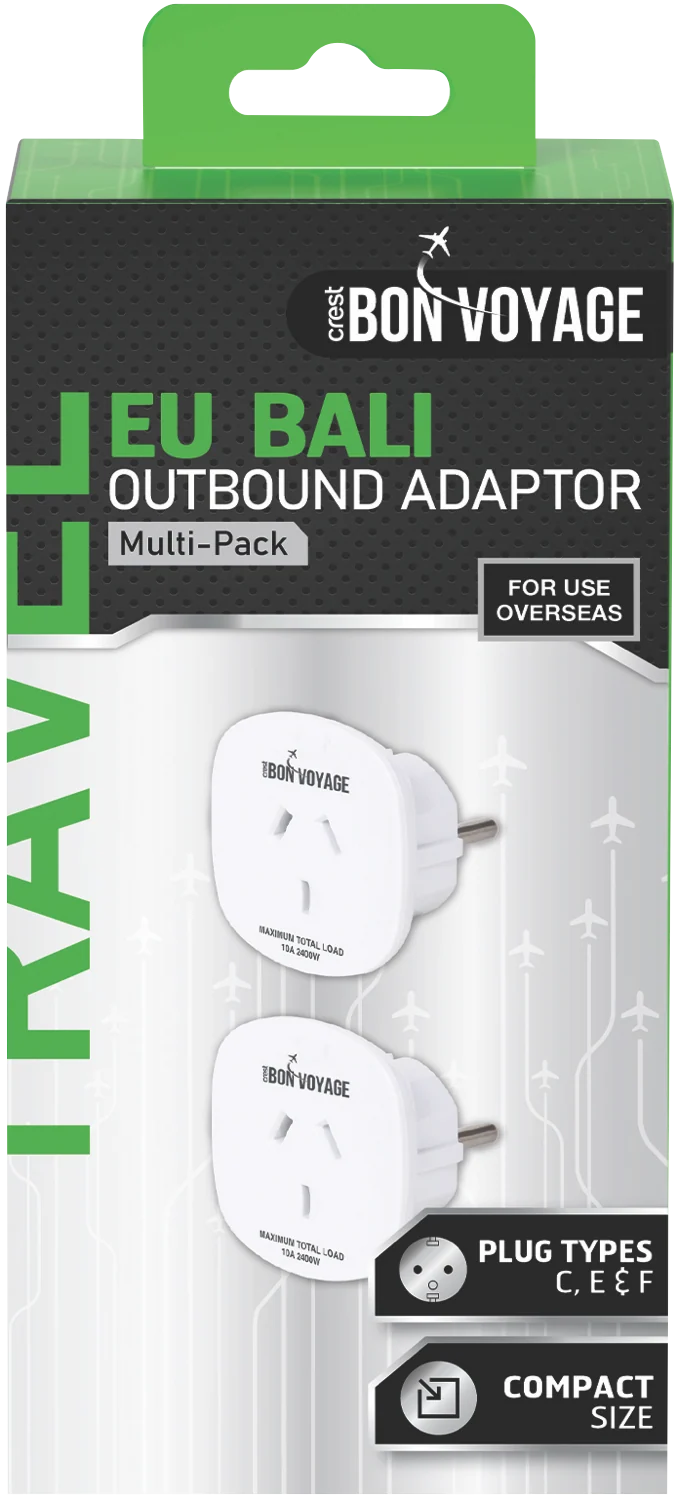 Bon Voyage Travel Adaptor Australia to Europe (2 Pack)