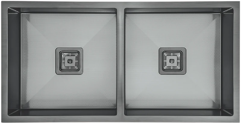 Hafele Squareline Sink G3 Double Linen Gunmetal