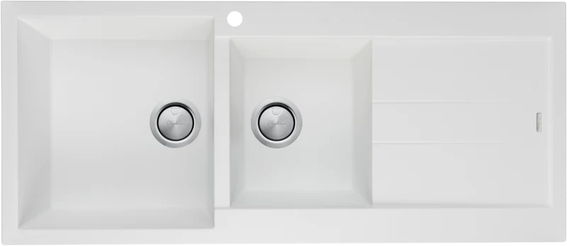 Oliveri Santorini 1 & 3/4 Left Hand Bowl with Drainer White Sink