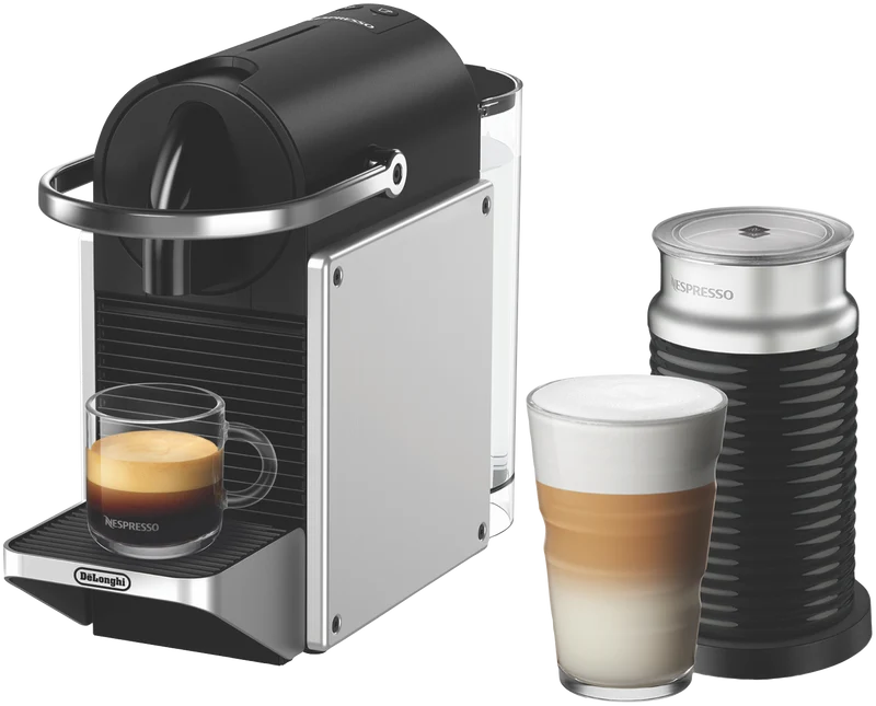 Nespresso Pixie Capsule Coffee Machine Silver & Aeroccino 3