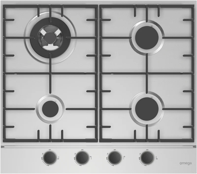 Omega 60cm Gas Cooktop, Stainless Steel