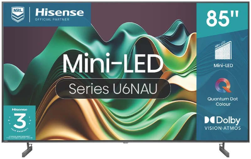Hisense 85" U6NAU 4K Mini-LED QLED Smart TV 24