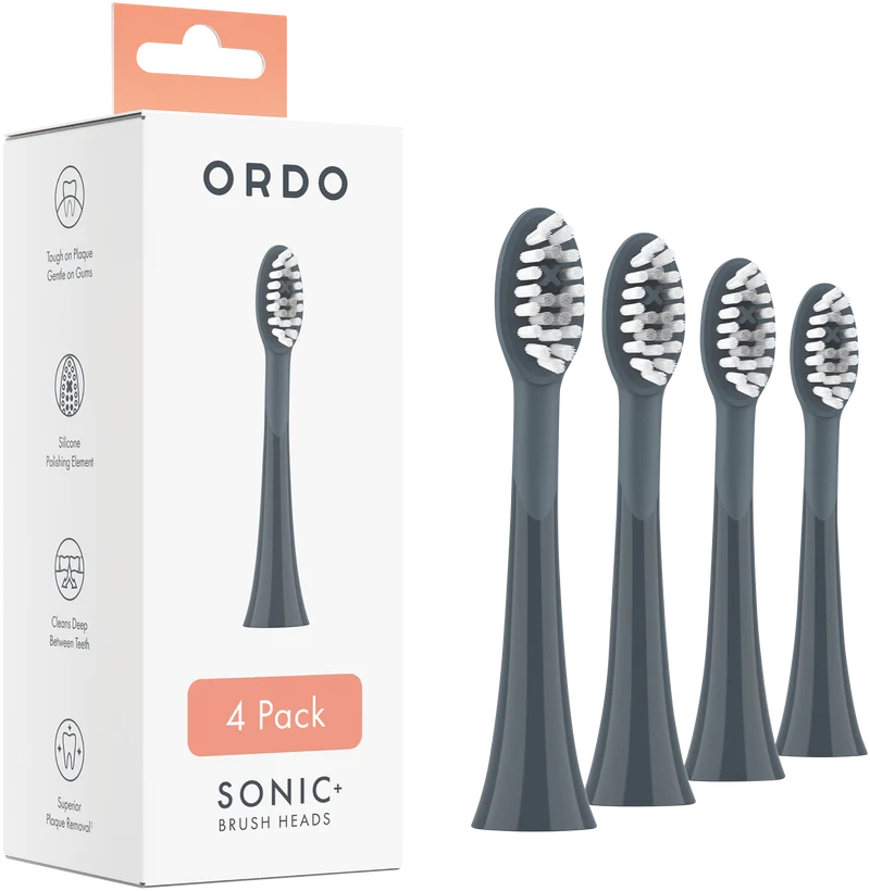 Ordo Sonic Brush Heads 4Pk Charcoal Grey/Stone